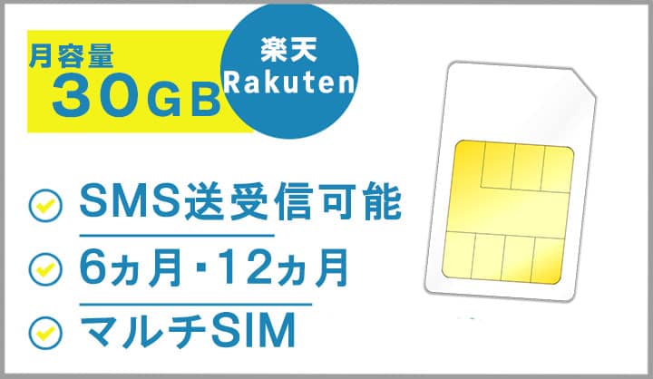 月容量30GB　Rakuten回線　SIMカード　楽天モバイル