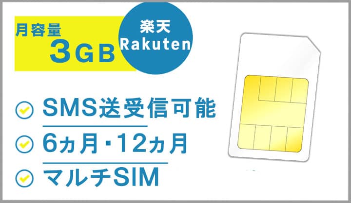 月容量3GB　Rakuten回線　SIMカード　楽天モバイル