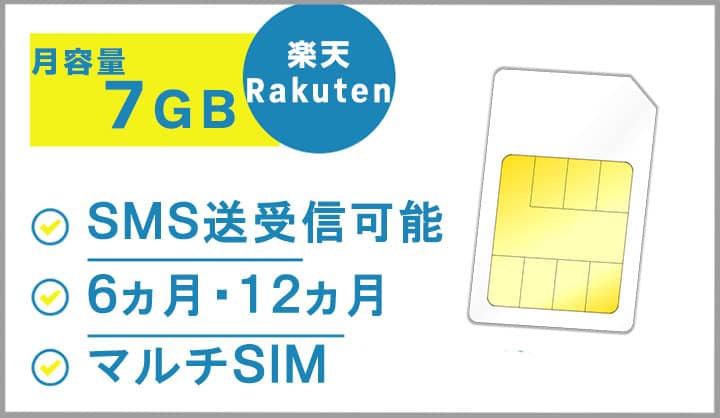 月容量7GB　Rakuten回線　SIMカード　楽天モバイル