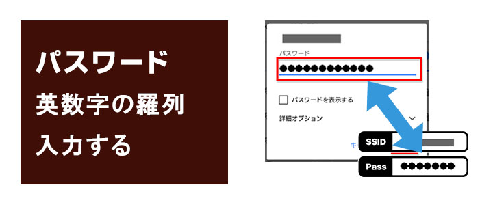 SSID入力後はパスワードの入力