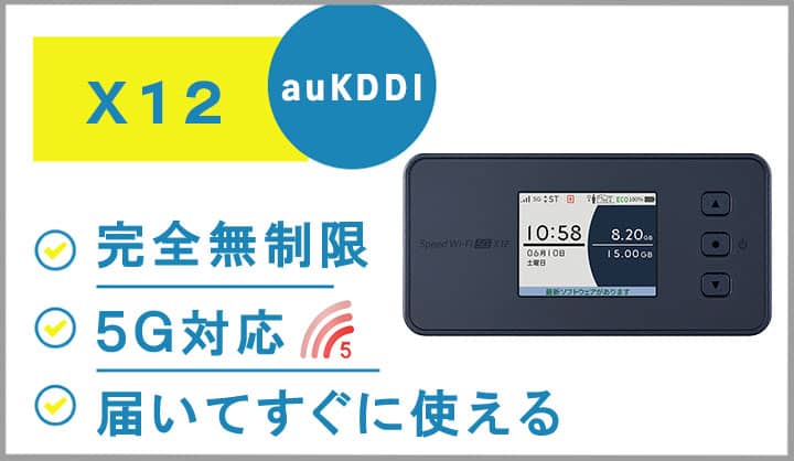 SIMカード付モバイルWiFi完全無制限X12